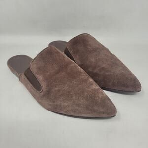 Jenni Kayne Mules EU39 US9 Brown Suede Pointed Toe Slides Flats Italy Slip On